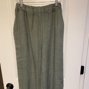Tempo Paris Sage Green Linen Pull OnTrousers